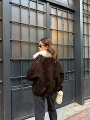 Luneviea Kadın Kaşe Yaka Kürklü Mont