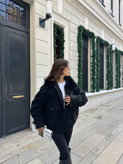 Luneviea Kadın Kaşe Yaka Kürklü Mont